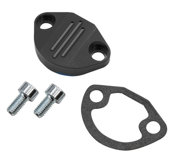 BILLET FUEL PUMP BLOCK OFF BLK